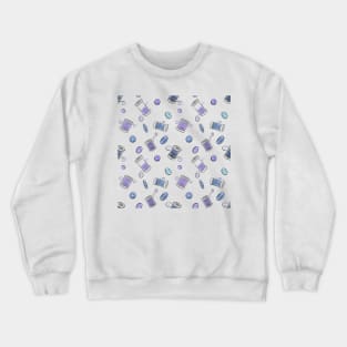 Sewing Blue Cotton Reels and Buttons Crewneck Sweatshirt